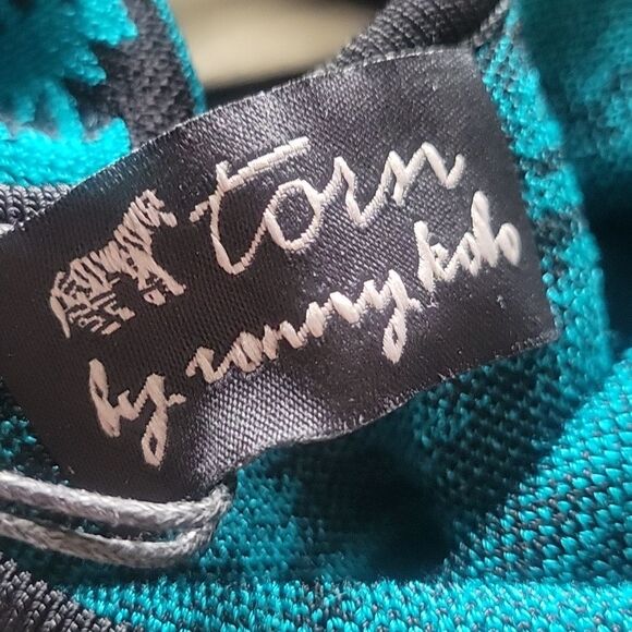 NWT Torn Ronny Kobo XS Amelie Maxi Bodycon Dress Teal fitted Stretchy Sexy Boho - Picture 11 of 12